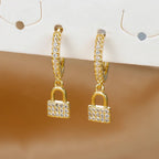 Round key and lock hoop earrings with rhinestones