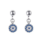 Round Turkish Blue Evil Eye Crystal Earrings