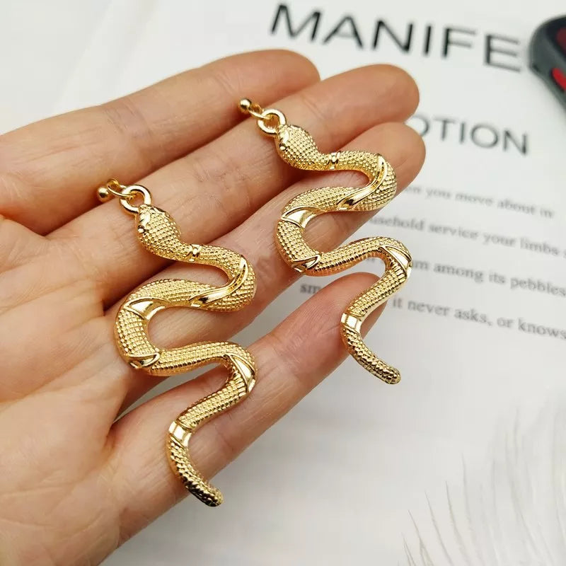Pendientes Serpiente Reptil oro