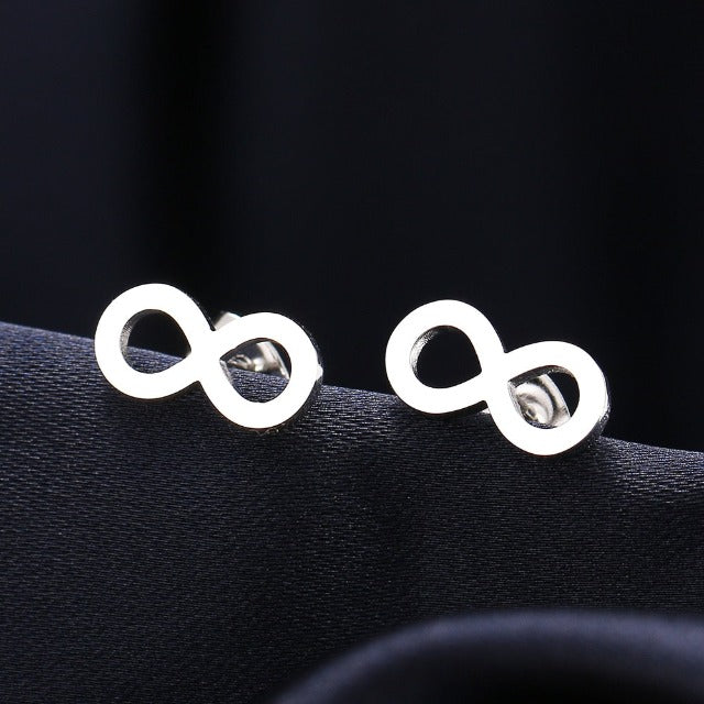 Infinity Symbol Stud Earrings for Women silver