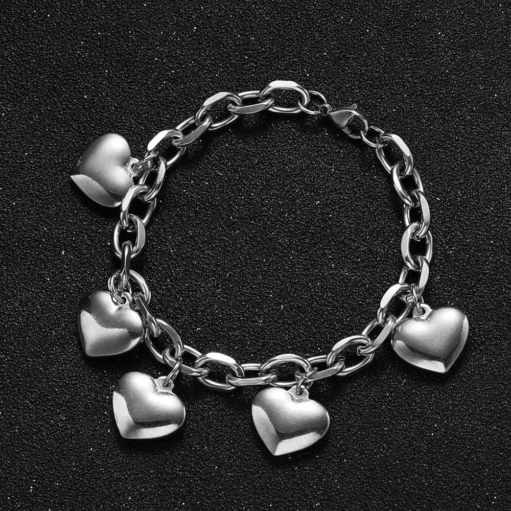 Pulsera 5 Corazones Gourmet para Mujer en plata