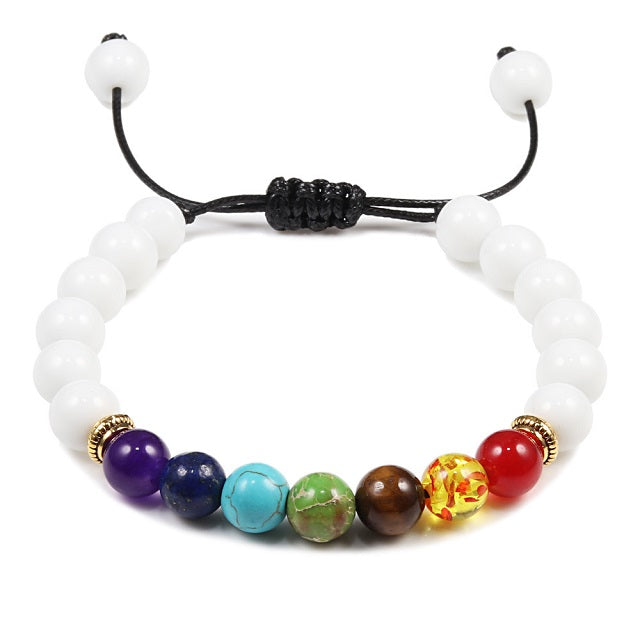 pulsera 7 chakras blanca