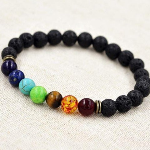Pulsera 7 Chakras de Piedra de Lava