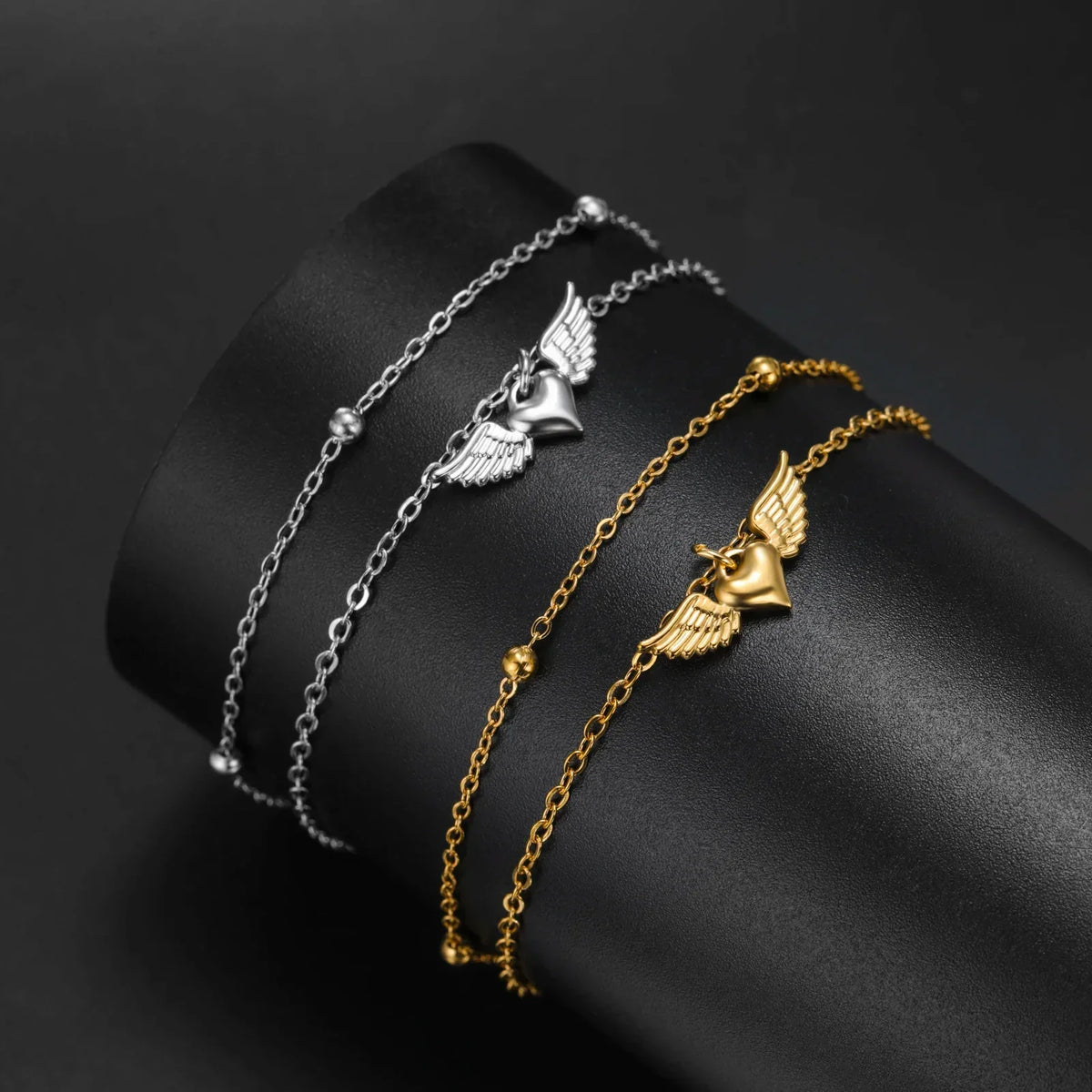 Adjustable angel wings bracelet