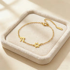 Bracelet ajustable avec l'étoile de David et Chai symboles d'appartenance juive or