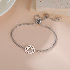 Bracelet ajustable avec l'étoile de David symbole juif argent