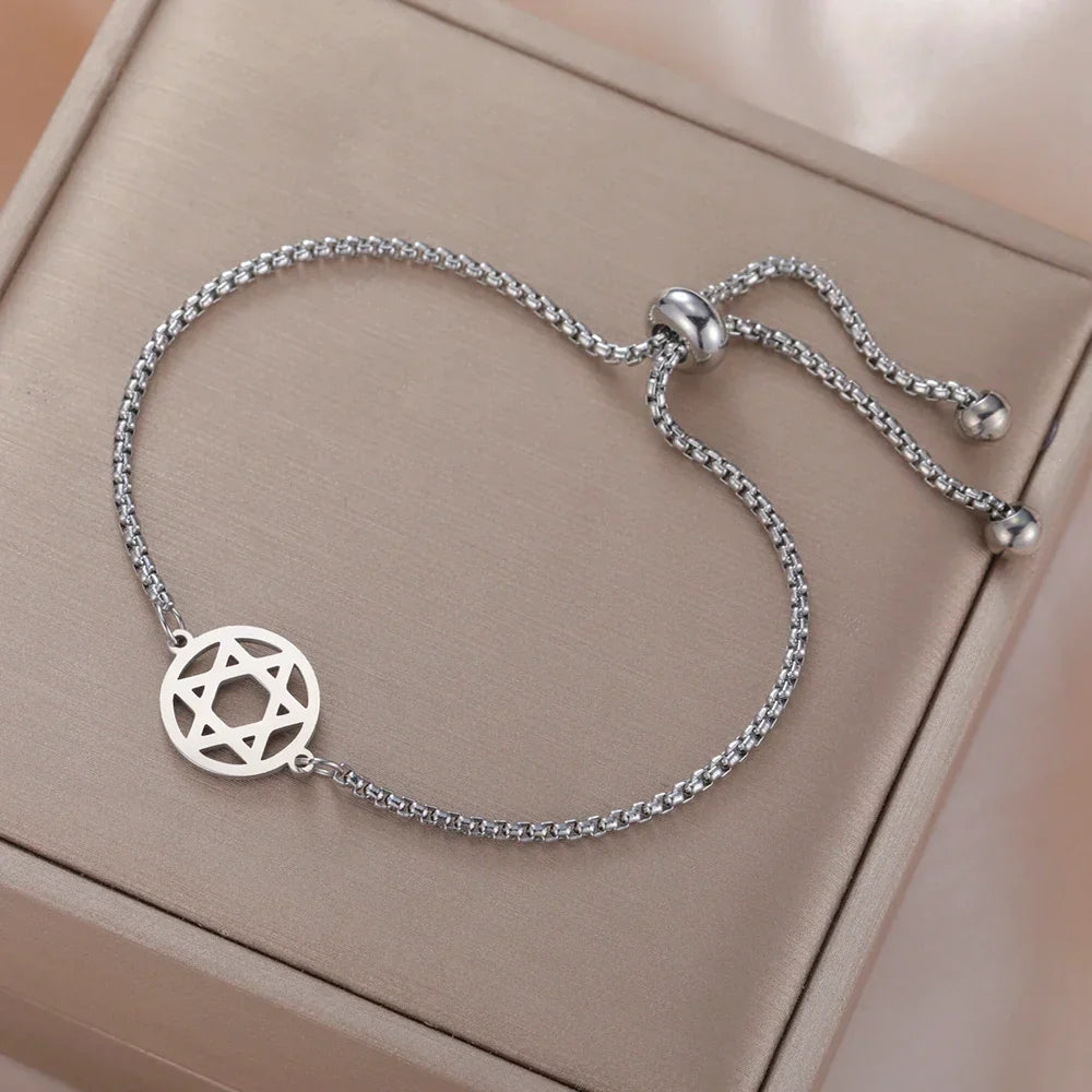 Pulsera ajustable con Estrella de David, símbolo judío 