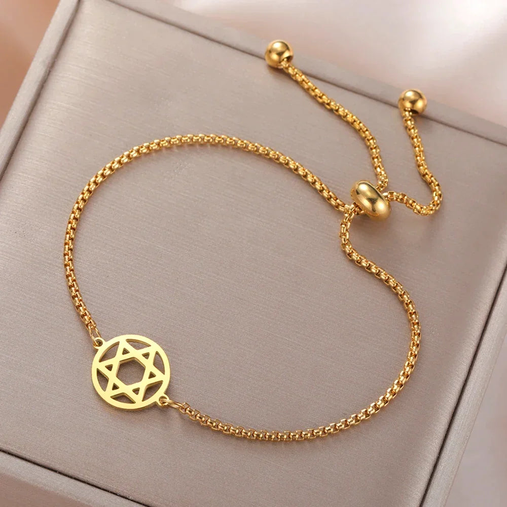 Bracelet ajustable avec l'étoile de David symbole juif or