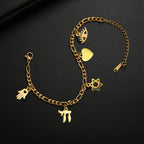 Bracelet ajustable avec pendentifs de protection juive or