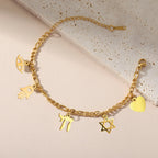 Bracelet ajustable avec pendentifs de protection juive or