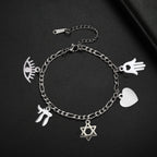 Pulsera ajustable con colgantes de protección judía 