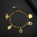 Pulsera ajustable con colgantes de protección judía 