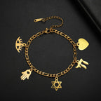 Pulsera ajustable con colgantes de protección judía 