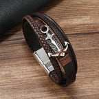 Bracelet large ancre marron