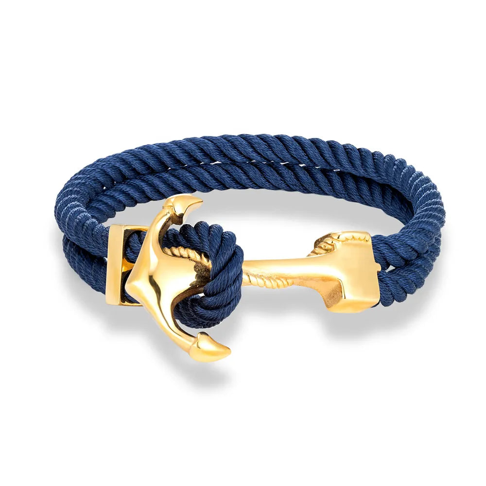 Bracelet ancre homme bleu foncé