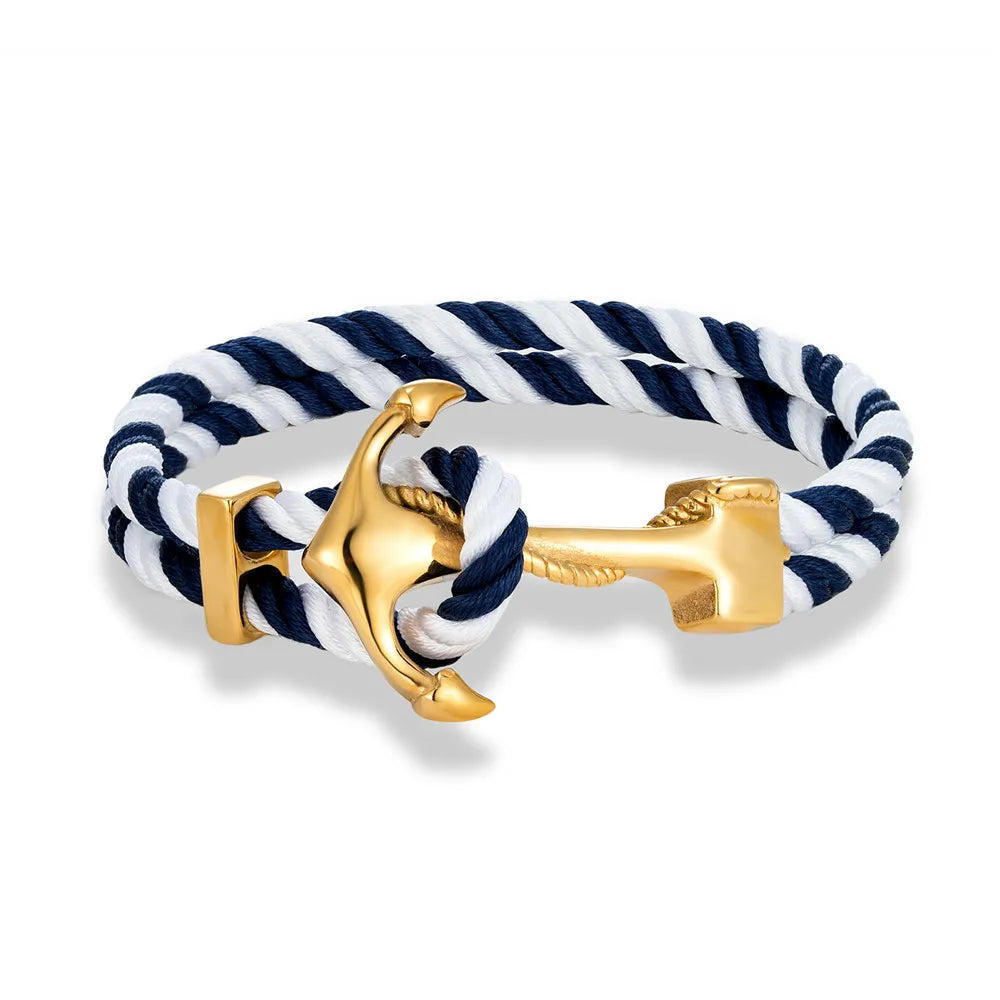 Bracelet ancre homme blanc et bleu