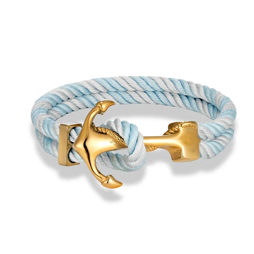 Bracelet ancre homme bleu et gris