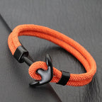 Bracelet ancre noire orange