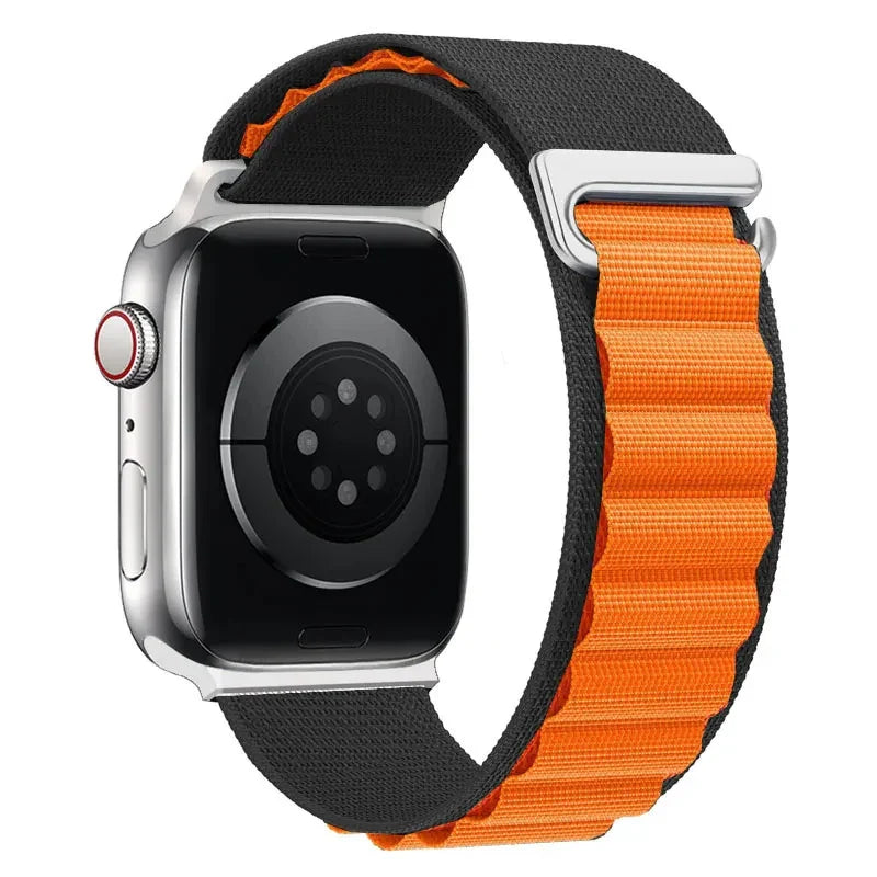 Pulsera Apple Watch con Hebilla Deportiva negro naranja