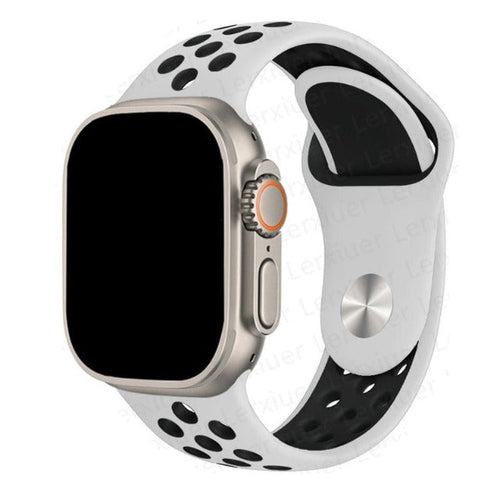 White and Black Sport Apple Watch Band