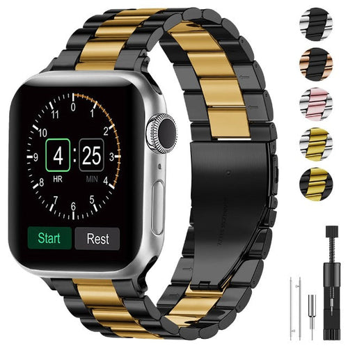 Apple Watch Band in Black and Gold Metal