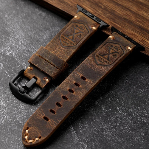 Pulsera Apple Watch Hombre en Cuero Grueso marrón negro