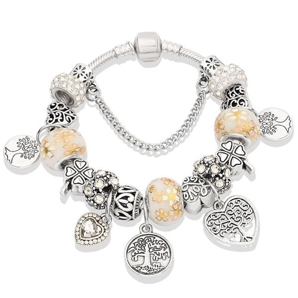 Silver Tree of Life Bracelet for Women White
