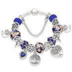 Silver Tree of Life Bracelet for Women Navy Blue