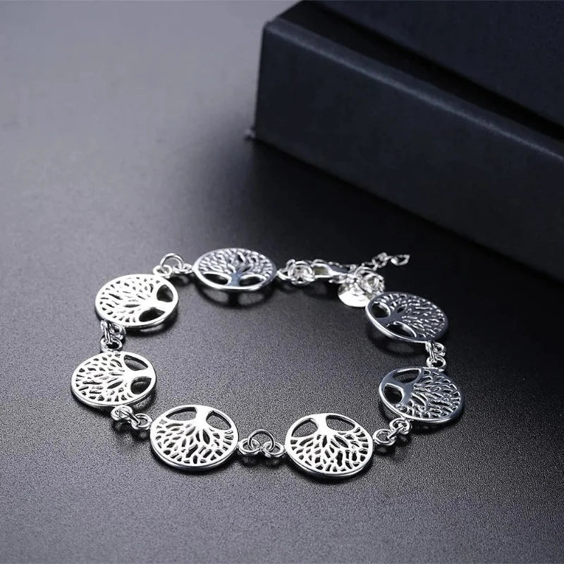 Pulsera Árbol de la Vida Esclava para Mujer Plata