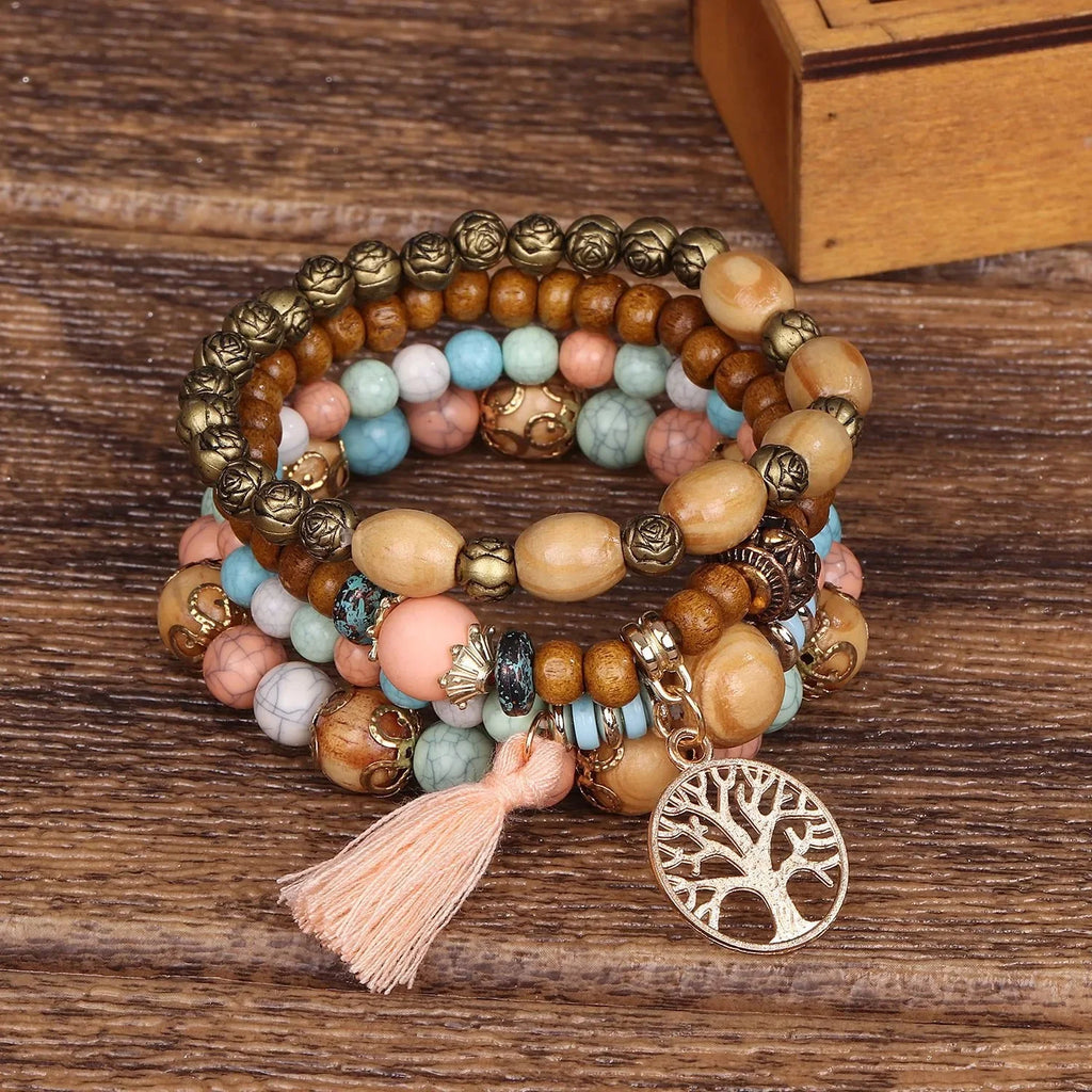 Pulsera Árbol de la Vida Esclava Mujer Perlas beige