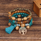 Pulsera Árbol de la Vida Esclava Mujer Perlas azul celeste