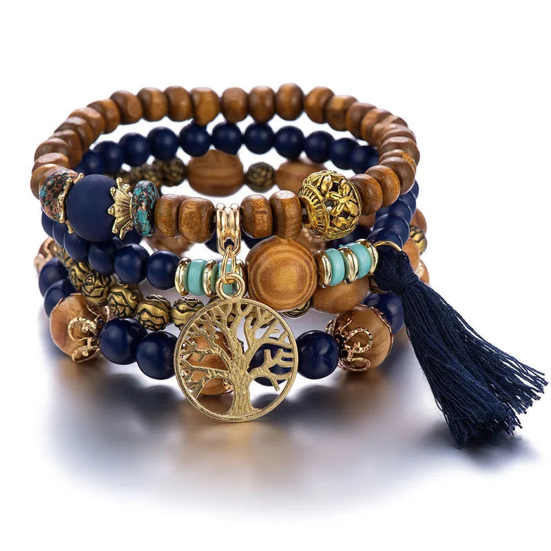 Pulsera Árbol de la Vida Esclava Mujer Perlas azules