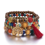 Pulsera Árbol de la Vida Esclava Mujer Perlas rojas