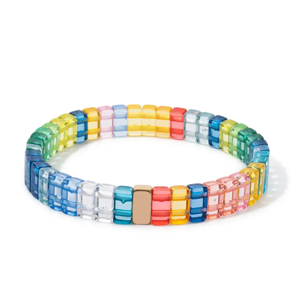 Bracelet arc-en-ciel rose