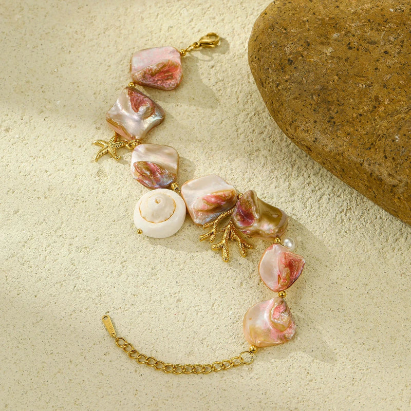 Shell Bracelet with Beautiful Mother-of-Pearl Beads