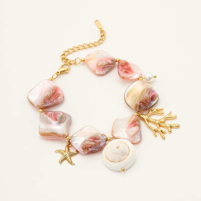 Shell Bracelet with Beautiful Mother-of-Pearl Beads