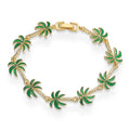 Bracelet avec breloques de palmiers en émail vert