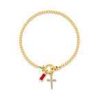 Bracelet avec croix et pierre de naissance