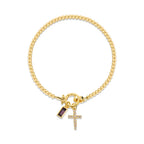 Bracelet avec croix et pierre de naissance