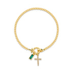 Bracelet with cross and birthstone