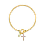 Bracelet avec croix et pierre de naissance