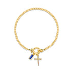 Bracelet avec croix et pierre de naissance
