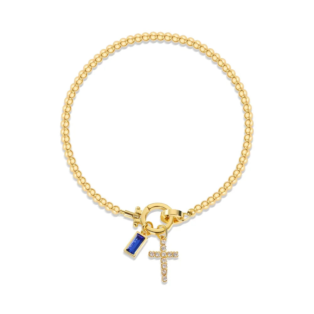 Bracelet with cross and birthstone
