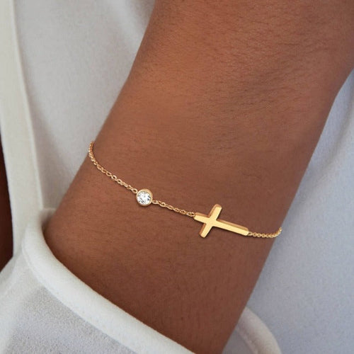 Gold & Silver Cross Bracelet for Women