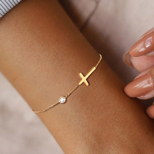 Gold & Silver Cross Bracelet for Women
