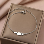 Silver Feather Charm Bracelet