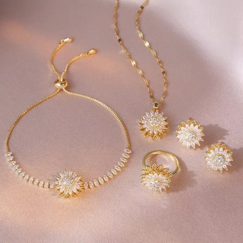 Bracelet avec Fleur Rotative Anti-Stress et Strass 1