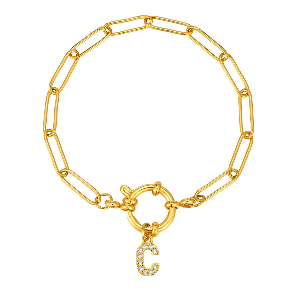 Pulsera dorada con inicial - letra 