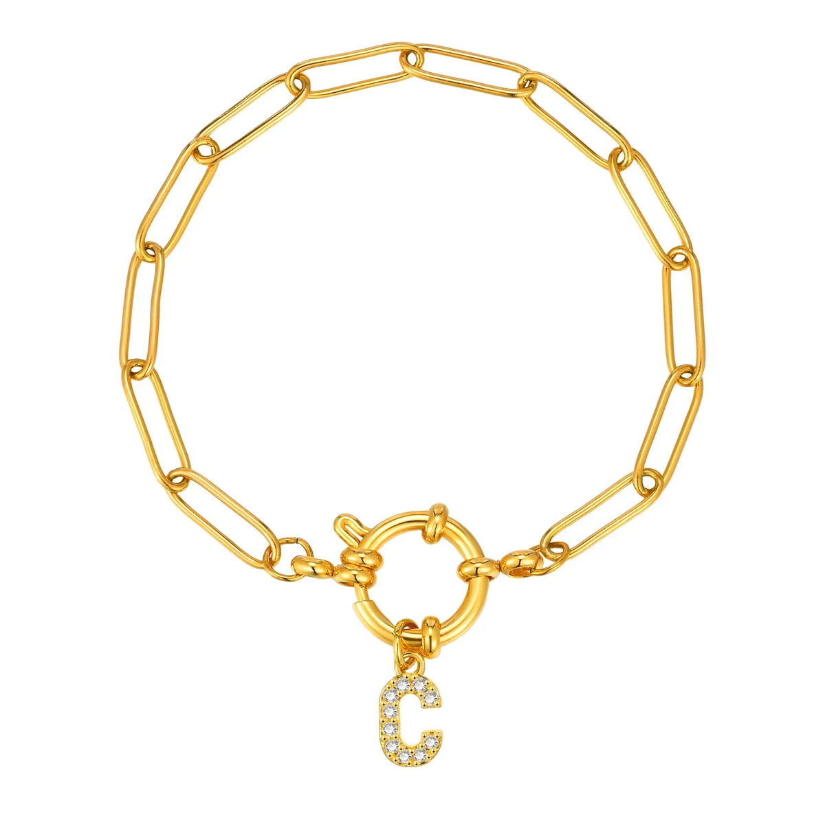 Pulsera dorada con inicial - letra 