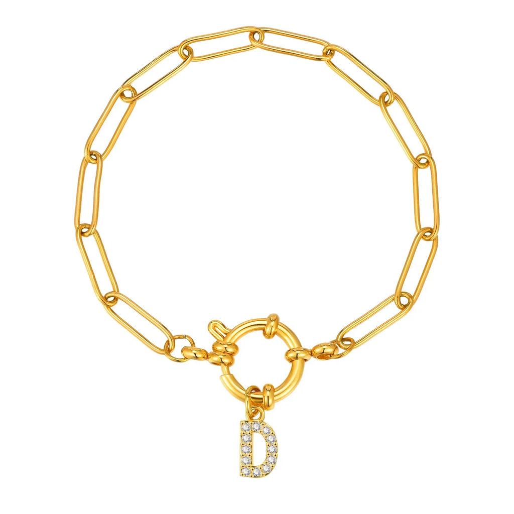 Pulsera dorada con inicial - letra 